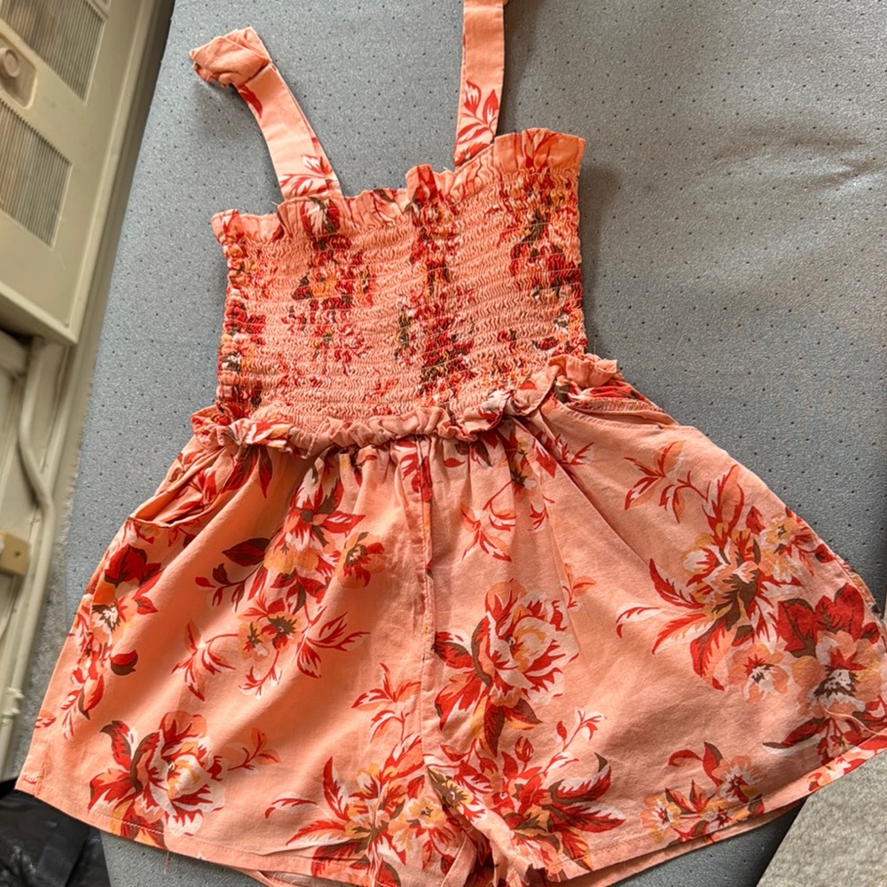 Floral Peach Kids Romper
